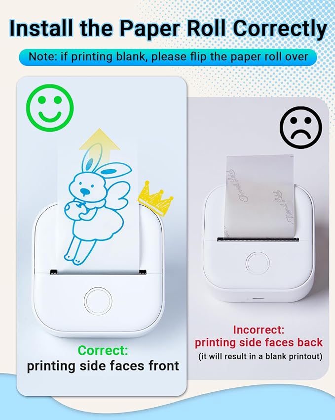 Memoking Sticker Printer - Mini Printer T02 Thermarote Mini Inkless Label Makers Thermal Sticker Maker Machine for Children Students, Compatible with Phone & Tablet, White