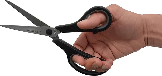 Westcott 8" Straight Stainless Steel Soft Handle Scissors, Assorted Colors, Pack of 15