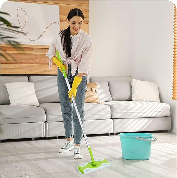 2-Pack Extra Long Detachable Mop Handles, Green, Compatible with Swiffer Dry & Wet Mops, Easy to Install & Replace