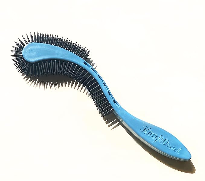 KittyWand Cat Brush, Blue. Designed for Comfort, Created for Results. This innovative grooming brush features multi contoured shapes that gently adapt to your cats body for stress free grooming.