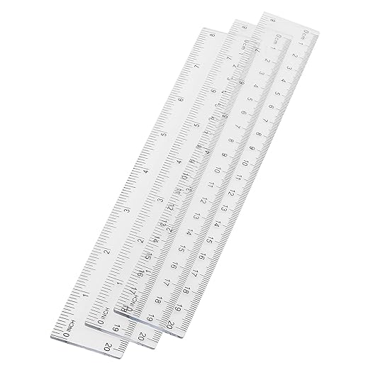 LEXININ 100 Pack 8 Inch Clear Plastic Ruler, 20cm Plastic Straight Ruler for Designer, Engineer