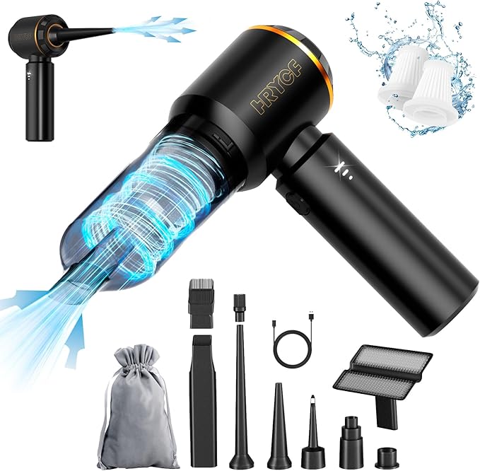 HRYCF Car Vacuum Cleaner,Handheld Vacuum,20000PA High Power 4-in-1 Portable Rechargeable Vacuum Cleaner with Brushless Motor, Small Vacuum for Car & Air Blower & Pump-Black
