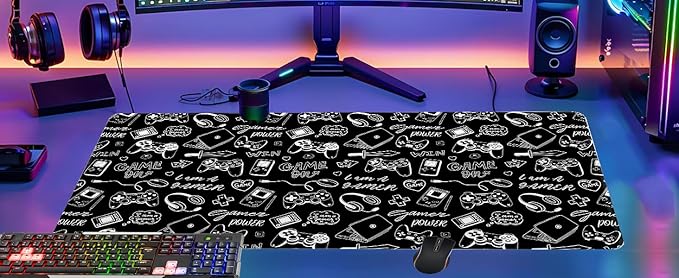 Vimorco Large Gaming Mouse Pad, Large Desk Pad Big Computer Mat Mousepad, Desk Mat Laptop Keyboard Mouse Mat for Game/Office/Home/Work 31.5x15.7 in, Gamer Power Gaming Time