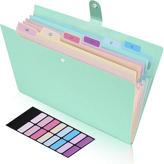 Accordion File Organizer with 7 Pockets,Eco-Friendly Wheat Straw Expanding File Folder,A4/Letter Size Portable Document Folder with Labels and Snap Closure for School Office College Supplies