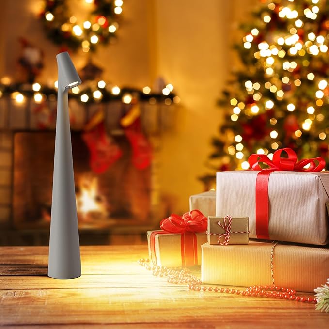 Cordless Small Table Lamps,3 Levels Brightness Portable Desk Lamp,Rechargeable Battery Lights for Outdoor, Restaurant, Bedside, Baby Night Light,Gifts (Grey)