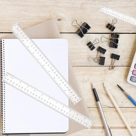 Plastic Ruler, 12 Inch Clear Plastic Ruler, Centimeter, Millimeter and Inches, Pack of 2