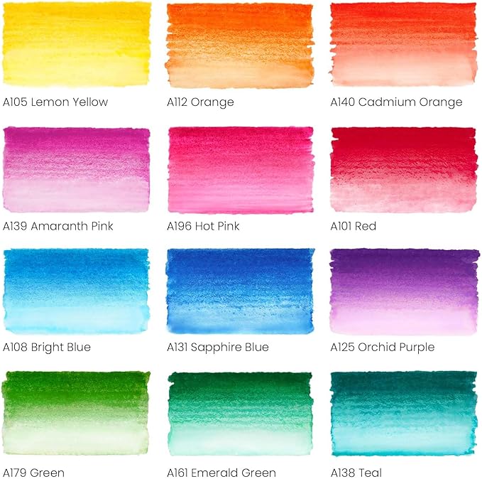 ARTEZA Real Brush Pens, Set of 12, Bright Tones, Blendable Watercolor Markers and 1 Water Brush, Art Supplies for School, Home, and Office