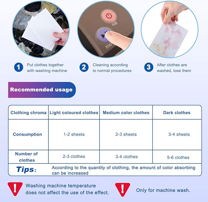 Leelosp 200 Count Dye Trapping Laundry Saving Sheets for Laundry in Wash Sheets, Keep Clothes Original Colors