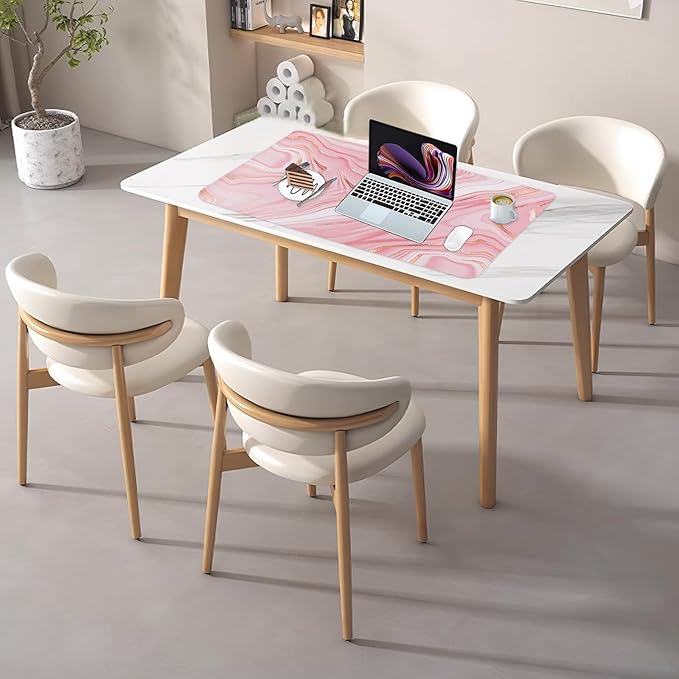 Desk Mat, Desk Pad Dual Leather Sided Desktop Mat for Office and Home,Desk Organization and Accessories Ideal for Large Mouse Pad and Desk Mats on Top of Desks (Rose Pink Marble 31.5"x 15.7")