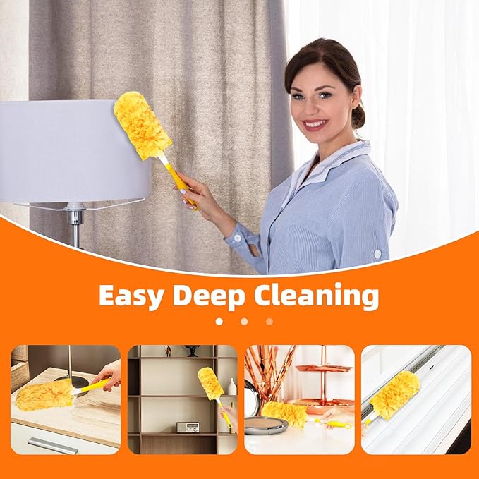20 Pack 360 Dusters Refills for Swiffer Dusters, Unscented Heavy Duty Duster Kit Disposable Dusters Refills with 1 Handle for Cleaning Furniture, Blinds, Ceiling Fans
