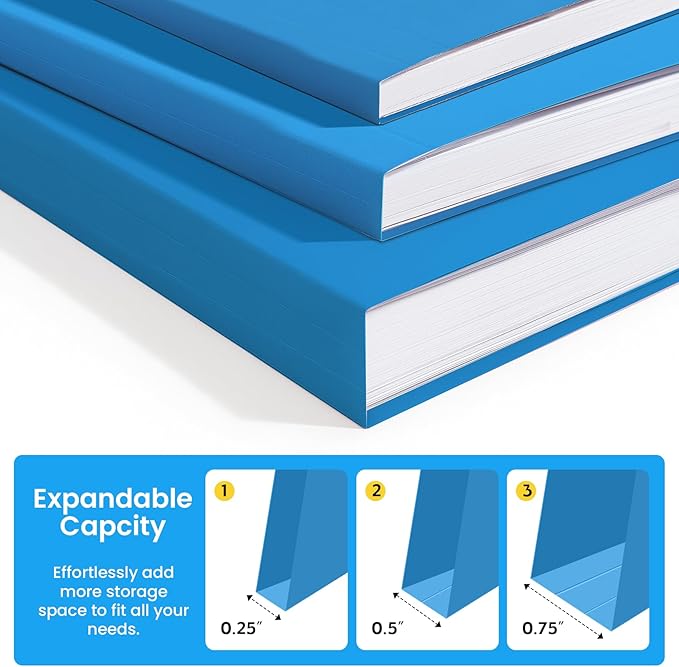 Colored File Folders Letter Size, 60 Pack Blue Folders 1/3 Cut Tabs, Assorted Pastel Color Office School Buiness Folders for Filing Organization, Paper File Folder Bulk Set