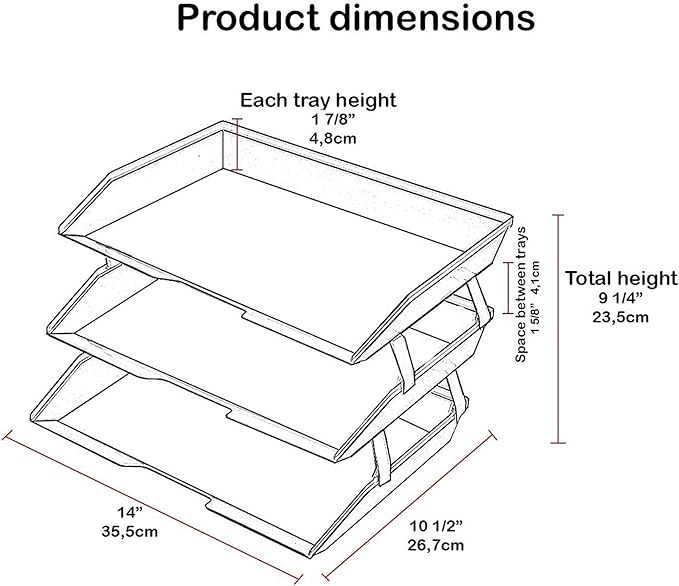 Acrimet Facility 3 Tier Letter Tray, Side Load, Letter Size/A4, Desktop File Organizer, Plastic (Clear Pink Color)
