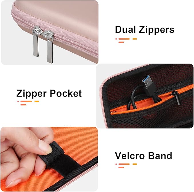 BOVKE Hard Calculator Case Compatible with Texas Instruments TI-84 Plus CE Color Graphing Calculator/TI-83 Plus CE, Extra Zipped Pocket for USB Cables, Charger, Manual and More, Rose Gold