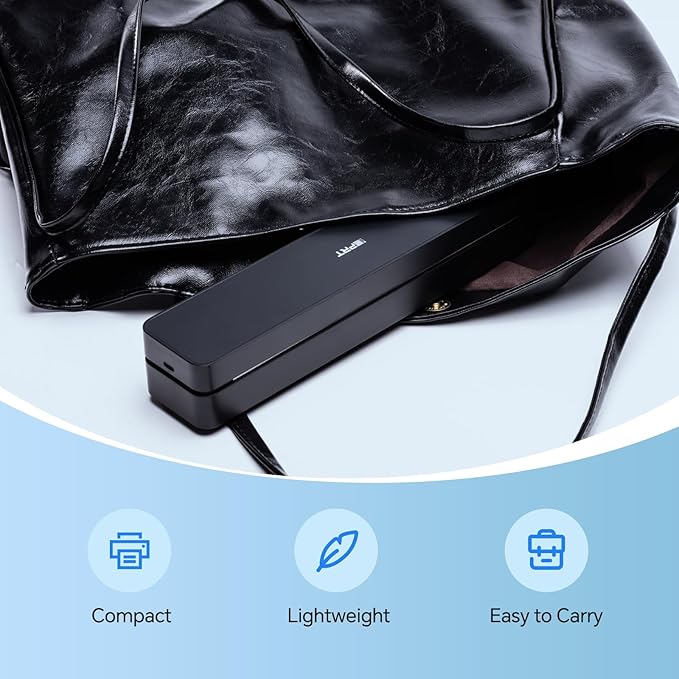 iDPRT Portable-Printer Wireless for Travel, 300DPI Inkless Thermal Small Printers for Home Use, Office, Vehicles, Mobile Bluetooth Printer Supports 8.5" x 11" US Letter, for Smartphone & PC,Dark Black