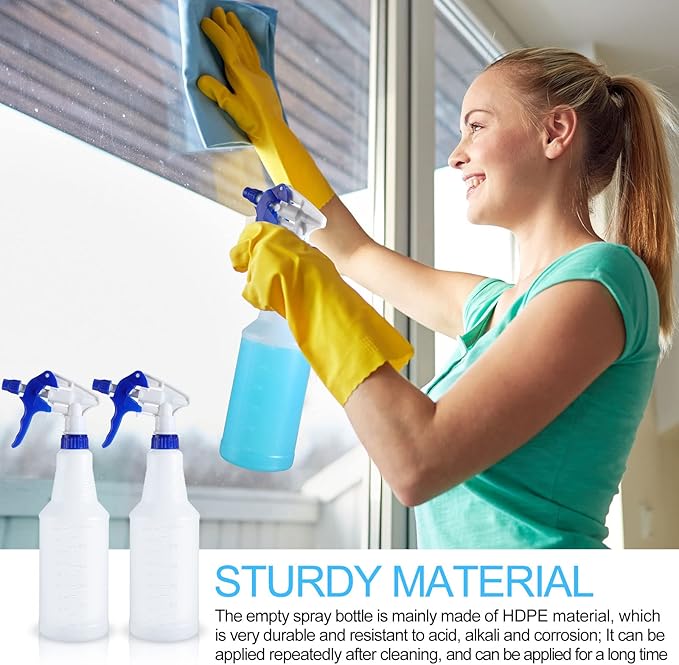 Eaasty 12 Pack Plastic Spray Bottles for Cleaning Solution 25 oz Leak Proof Mist Spraying Safe Squirt Bottle Refillable with Adjustable Head for Plants, Pet, Vinegar, BBQ(Blue)