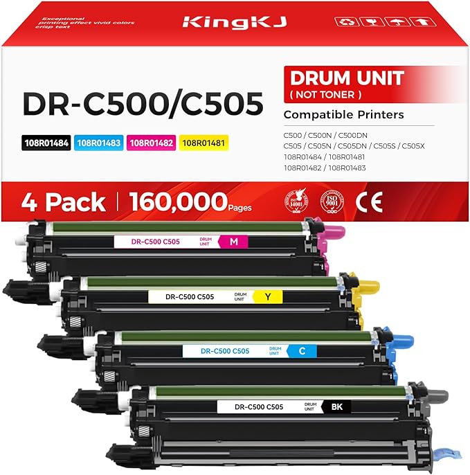 C500 C505 Drum Unit 4-Pack High Capacity Replacement for Xerox 108R01484 108R01481 108R01482 108R01483 Image-Drum Compatible for Xerox VersaLink C500 C500N C500DN C505 C505N C505DN C505S C505X Printer