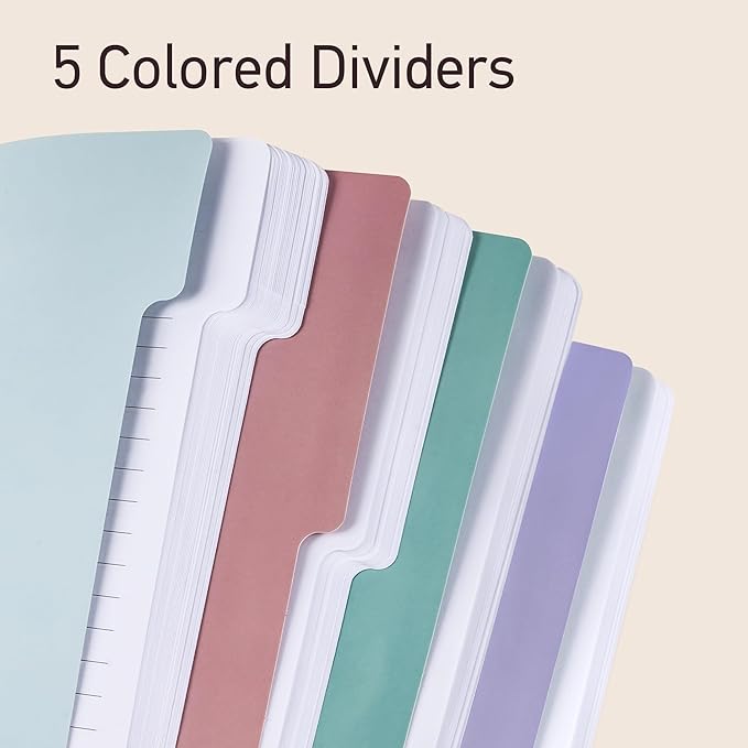 Yoment Hardcover Spiral Notebooks for Work School, B5 Journal Notebook with Tabs Dividers, Multi 5 Subject Notebook College Ruled, 240 Pages Lined Journal for Women, Pink