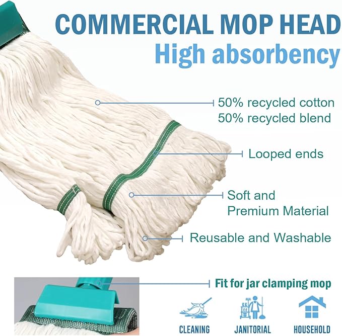Wajeehaa Side Press Wringer Combo Commercial Mop Bucket on Wheels, 35 Quart,Yellow, Including Commercial Mop and Rubber Gloves