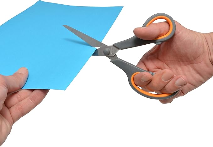 Westcott 8" Straight Stainless Steel Soft Handle Scissors, Assorted Colors, Pack of 3