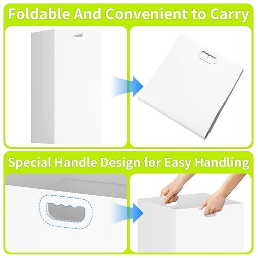 13 Gallon Disposable Trash Cans for Parties, 2 Pack Extra Large Portable Trash Can White Pop Up Trash Cans Bin, Recycle Collapsible Garbage Can Bins for Party Kitchen Camping Trash Can