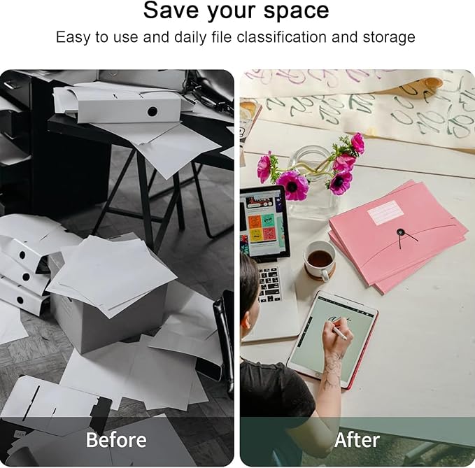 Pink Expandable File Folders, Expanding Receipt Organizer, Accordion Folder File Folders, Important Document Organizer, Accordion Folder for Office/School (Pink)