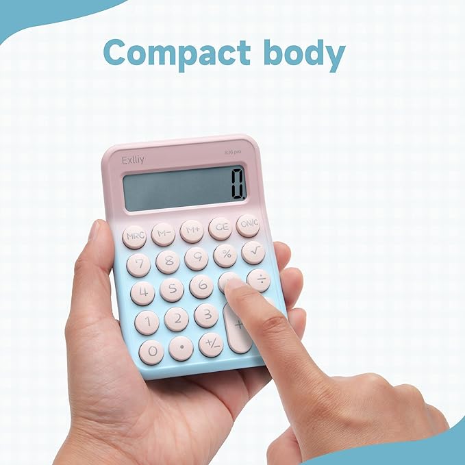Pocket Calculator, Kids 8 Digit Small Desktop, LCD Display, Cute & Aesthetic Calculator (Gradient Blue, S 1 Pcs)