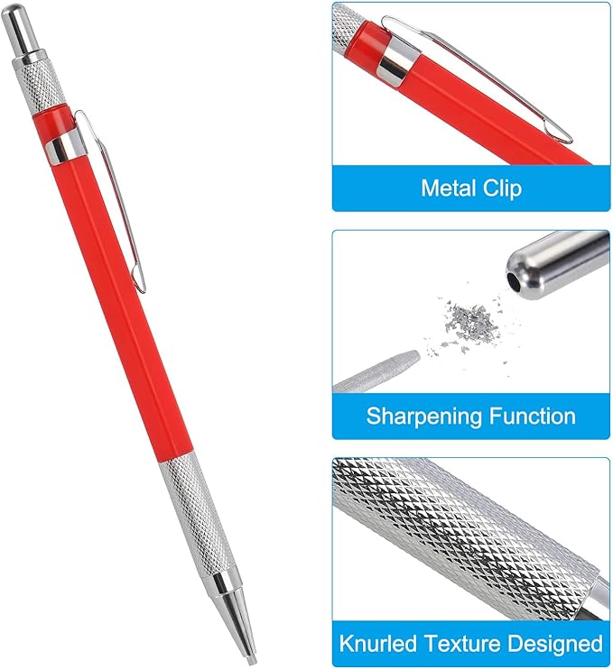 PATIKIL Mechanical Pencil with 12Pcs Multicolor Refills, Write Smoothly Portable Pencil with Built-in Sharpener for Drafting Painting Designing, Red