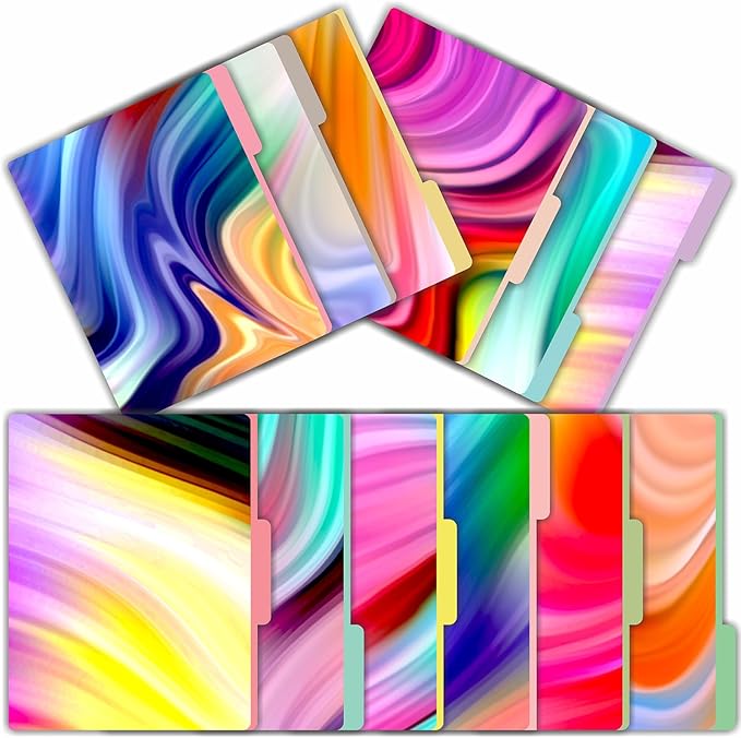 PARTH IMPEX 12 Pack Decorative File Folders, 1/3 Cut Tab with Assorted Positions, Letter Size Paper Holders (9.37” x 11.75”) Matte Finish Laminated for Office School Work - Gradient Colored Design
