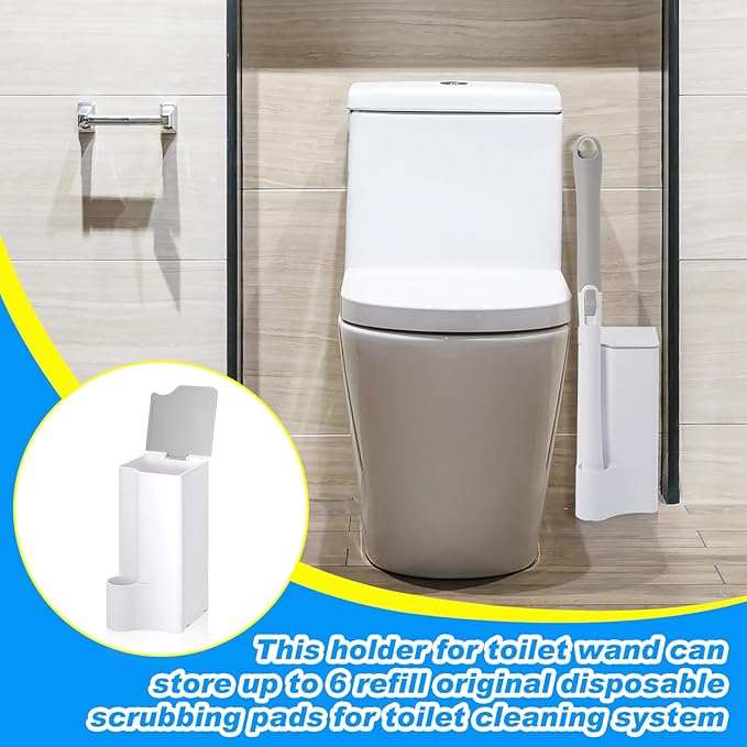 Weysat 4 Pack Wand Holder White Bathroom Storage Organizer for Cleaning Brush Accessories, Space Saving Brush Caddy for Home Bathroom