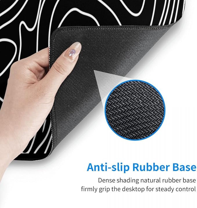 Desk Pad,Office Desk Mat 31.5"×11.8" Large Gaming Mouse Pad,Durable Extended Computer Mouse Pad,Waterproof Thick Big Mouse Pads with Non-Slip Rubber Base Office Home Black Topographic Map