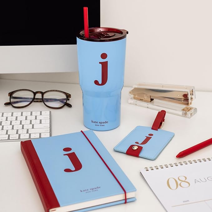 kate spade new york Just Mine Notebook Journal, Monogram Cloth Hardcover Journal, 8.25" x 5.25", Diary Includes 168 Lined Pages, (J)