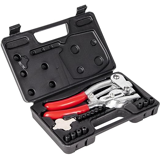 Heavy Duty Hole Punch Tool Set - NiQinWuKin Metal Hole Punch Professional Heavy Duty Hole Puncher Hand 3/32in to 9/32in for Aluminum, Brass, and Steel Sheet Metal and More with Storage Box (Red)