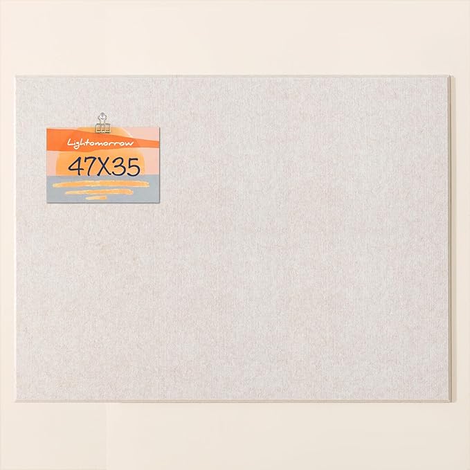 Thickened Bulletin Board - 47 x 35 Inches, Decorative Felt Board Pin Board for Wall - 4' x 3' Foldable Photo Display Board with Self-Adhesive Tape, Includes 20 Push Pins - Oatmeal