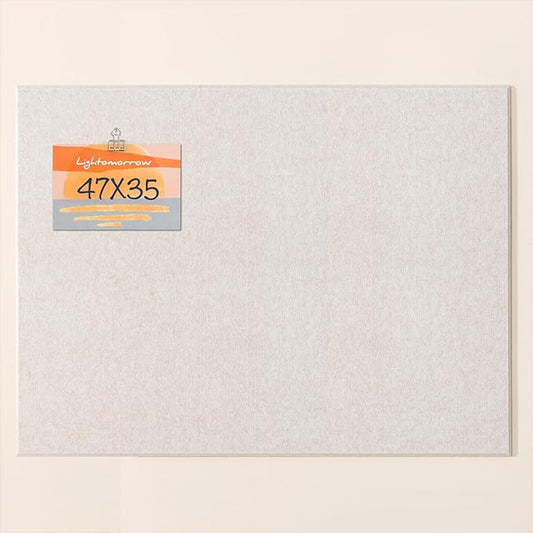 Thickened Bulletin Board - 47 x 35 Inches, Decorative Felt Board Pin Board for Wall - 4' x 3' Foldable Photo Display Board with Self-Adhesive Tape, Includes 20 Push Pins - Oatmeal