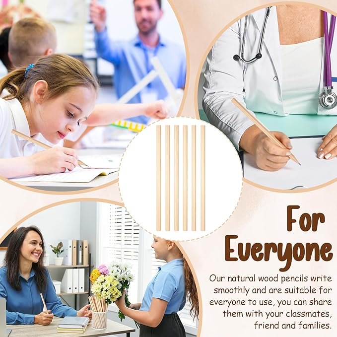 Fumete 1000 Pieces Wooden Pencils Bulk No Eraser Hexagonal HB Graphite Unsharpened Natural Wood Pencils Without Erasers Christmas Classroom Gifts for Students Bulk Christmas Goodie Bag Stuffers