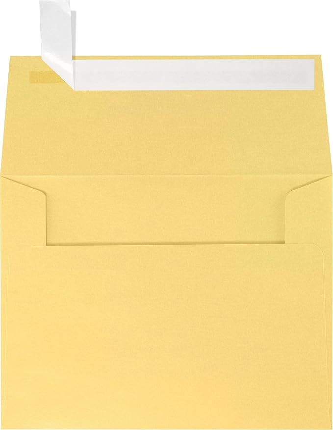LUXPaper A2 Invitation Envelopes | Peel & Press | 4 3/8" x 5 3/4" | Gold Metallic | 80lb. Text | 50 Qty