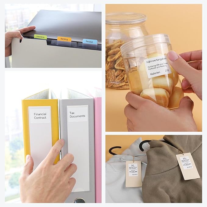 SUPVAN T50M Pro Bluetooth Label Maker Machine with 4 Tapes, Wide Waterproof Label, Versatile App with 40 Fonts and 450+ Icons, Inkless Labeler for Home, Kitchen, School, Office Organization, Black