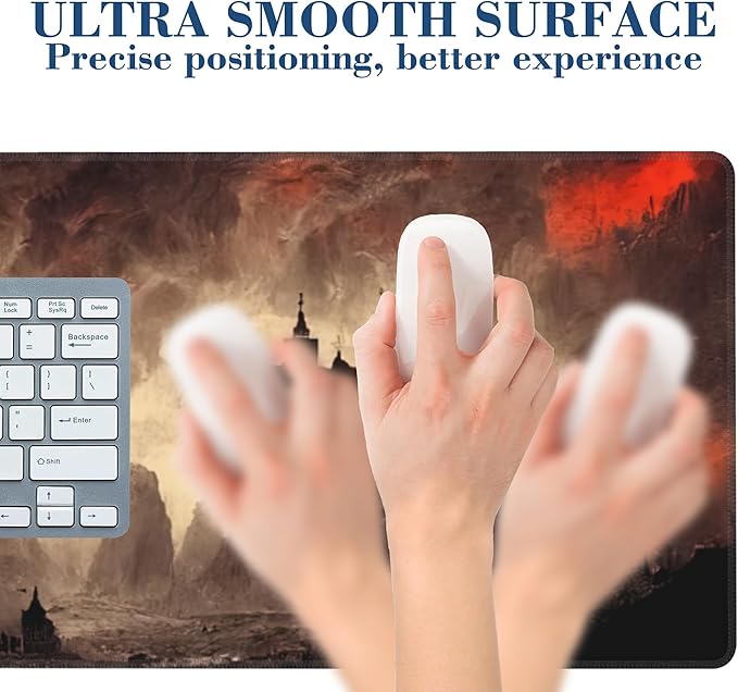 Large Gaming Mouse Pad for Desk Dark Castle Big Desk Mat Extended Mousepad with Stitched Edge and Non-Slip Base Long Computer Keyboard Mouse Mat for Home Office Work, 11.8 x 31.5 Inch