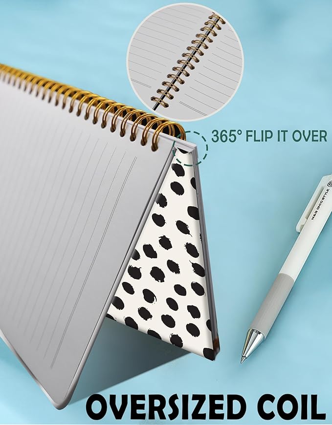 Spiral Journal Notebook for Women,A5 College Ruled Notebooks 6"x 8.4", 120 Pages Lined Journal with Premium Thick Paper,Perfect for School Office Home Gifts(Cute Polka Dot)