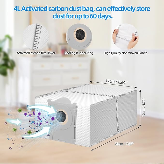 EOVWAEO 25 Pack Accessories for ECOVACS DEEBOT T50 PRO Omni / T50 PRO Omni Gen2 /T50 Omni Robot Vacuum, Replacement 2 Anti Tangle Main Brush 6 Mop Pads 6 Dust Bag 6 Sidebrush 4 Filter 1 Cleaning Brush
