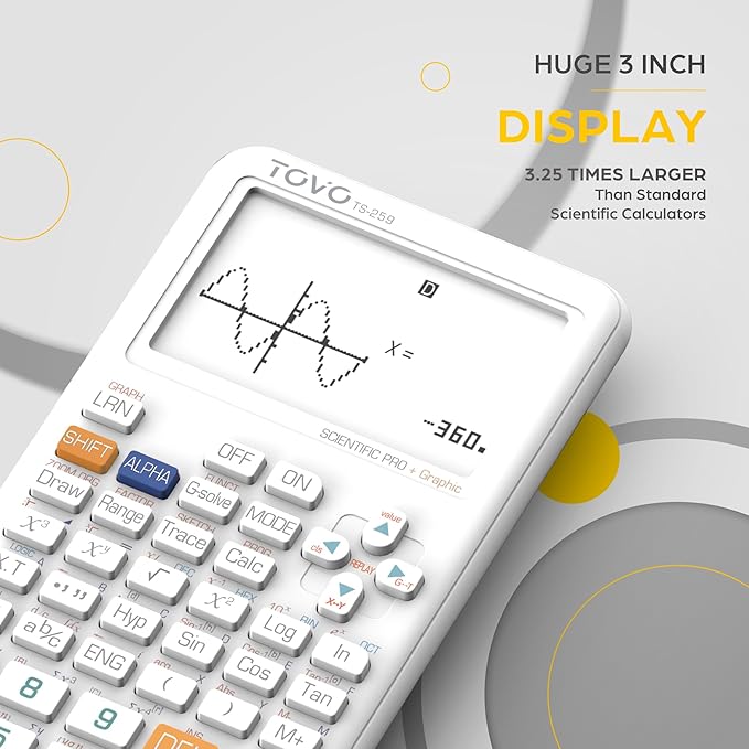 TOVO Scientific Calculator with Graphing Functions, Multiple Modes, 360 Functions, Large Screen, Intuitive Interface for Beginners, High School & Advanced Courses, TS-259 (Developed by CATIGA)