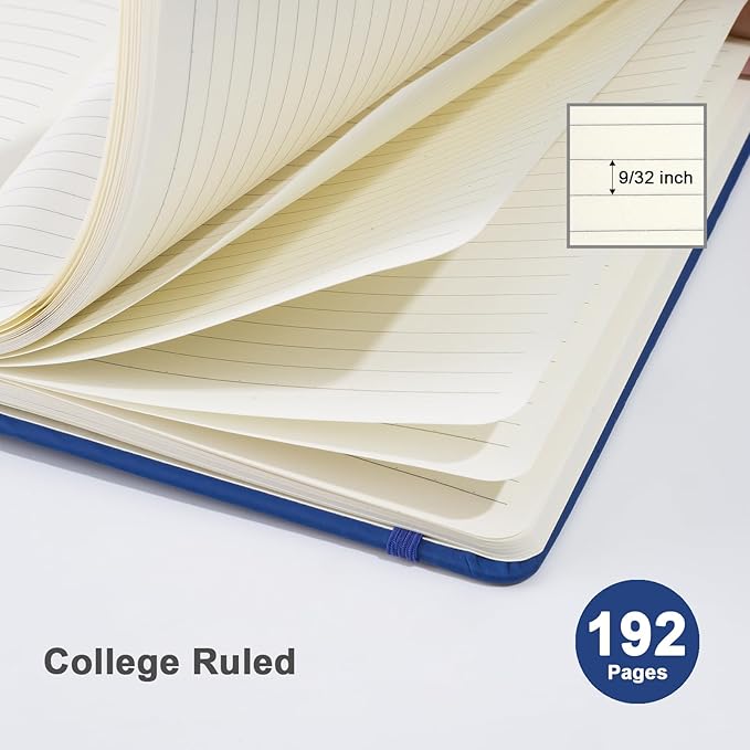 ViVin Lined Journal Notebooks, 3 Pack, (Navy), 192 Pages, Medium 5.5 x 8.3 inch, College Ruled, A5 Hardcover Notebooks, Journaling Notebooks for Writing, Business, School