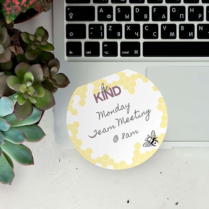 Kindness Sticky Note Pad Assortment/Set of 3 Round Flat Top Motivational Note Pads / 3.5" Be Kind Sticky Notes / 50 Sheets Per Pad/Made in USA