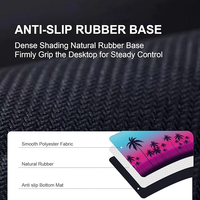 Large Desk Mat, Desk Matt for Desktop, Computer Gaming Mouse Pads, Anti-Slip Rubber Base, Stitched Edges Soft Mat for Desktop Office Home 31.5 x 11.8 Inches (Neon Palm)