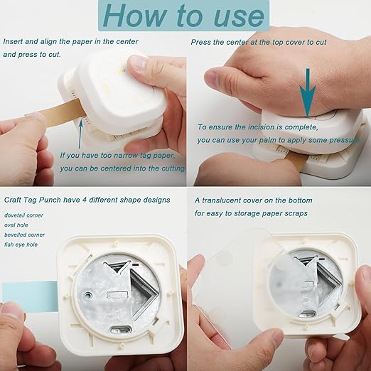 Craft Tag Punch Tag Paper Punches 4 in 1 Hole Puncher for Making Scrapbooking DIY Crafts Paper Punches (4 Shapes)