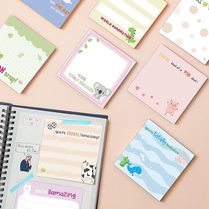 9 Pcs Cute Dachshund Notepads 3" x 3" Self-Adhesive Note Pads Fun Memo for Work Office Supplies School Home - 450 Sheets Reusable Dachshund Sticky Notes