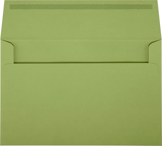 LUXPaper A9 Invitation Envelopes | Peel & Press | 5 3/4" x 8 3/4" | Avocado Green | 80lb. Text | 50 Qty