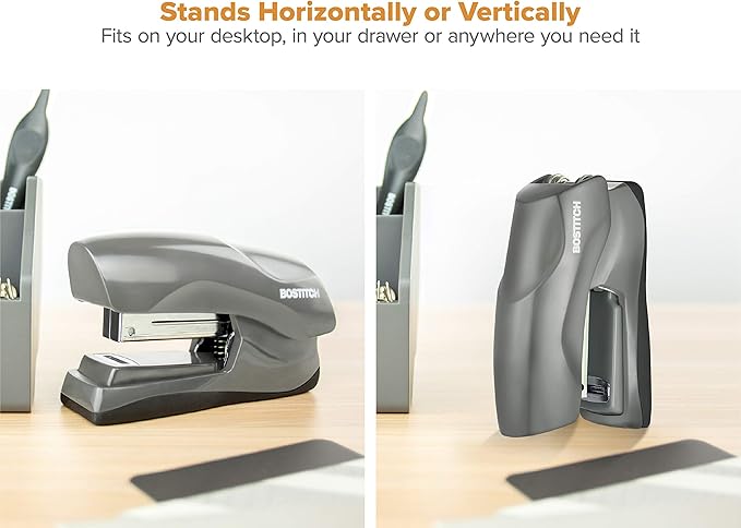 Bostitch Office Heavy Duty Stapler, 40 Sheet Capacity, No Jam, Half Strip, Fits into the Palm of Your Hand, For Classroom, Office or Desk, Gray