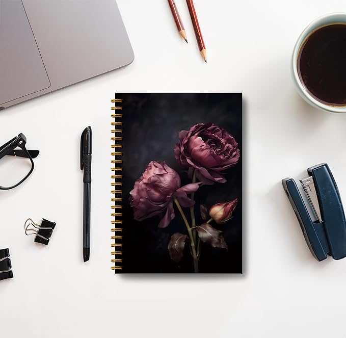 Dark Academia Rose Notebook for Women - Gothic Goth Floral Journal, Witchy Journal Notebook, Witch Stuff, Gothic Office Supplies, Halloween Notebook, Spiral Notebook 5.5x8.3