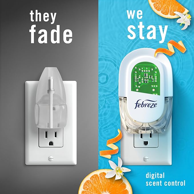 Febreze Odor-Fighting Fade Defy PLUG Air Freshener, Refresh and Energize, Soothe and Restore, Pack of 4 (2 of Each), .79 fl. oz. Oil Refill